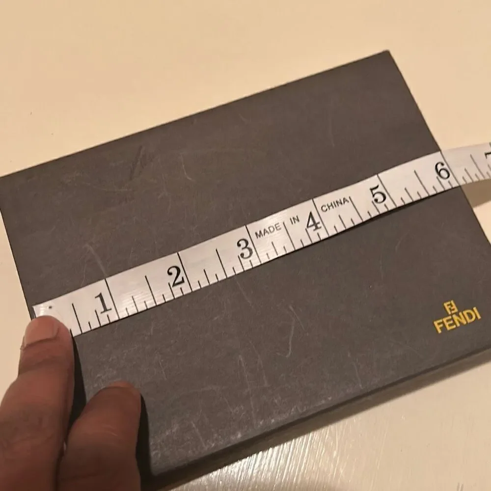 Fendi 6x4.5 Flap Top Lid Gift Box Black Gold Logo Luxury Display Storage